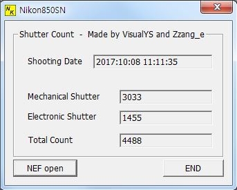 尼康D850相机快门计数软件发布：免费使用