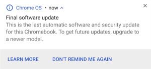 Chrome OS出错：设备收到终止更新通知